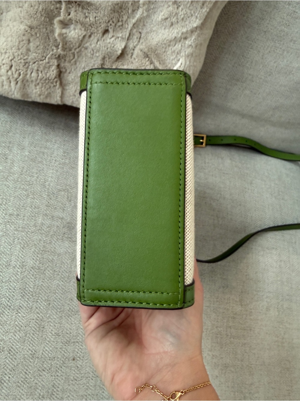 Tory Burch Green, Brown & Cream Canvas Blake Mini Crossbody - Picture 5 of 11